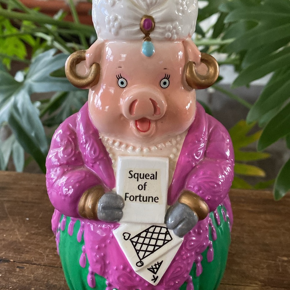 RARE Vintage Enesco Marjorie Sanat “Squeal of Fortune” Piggy Bank. - Picture 2 of 9